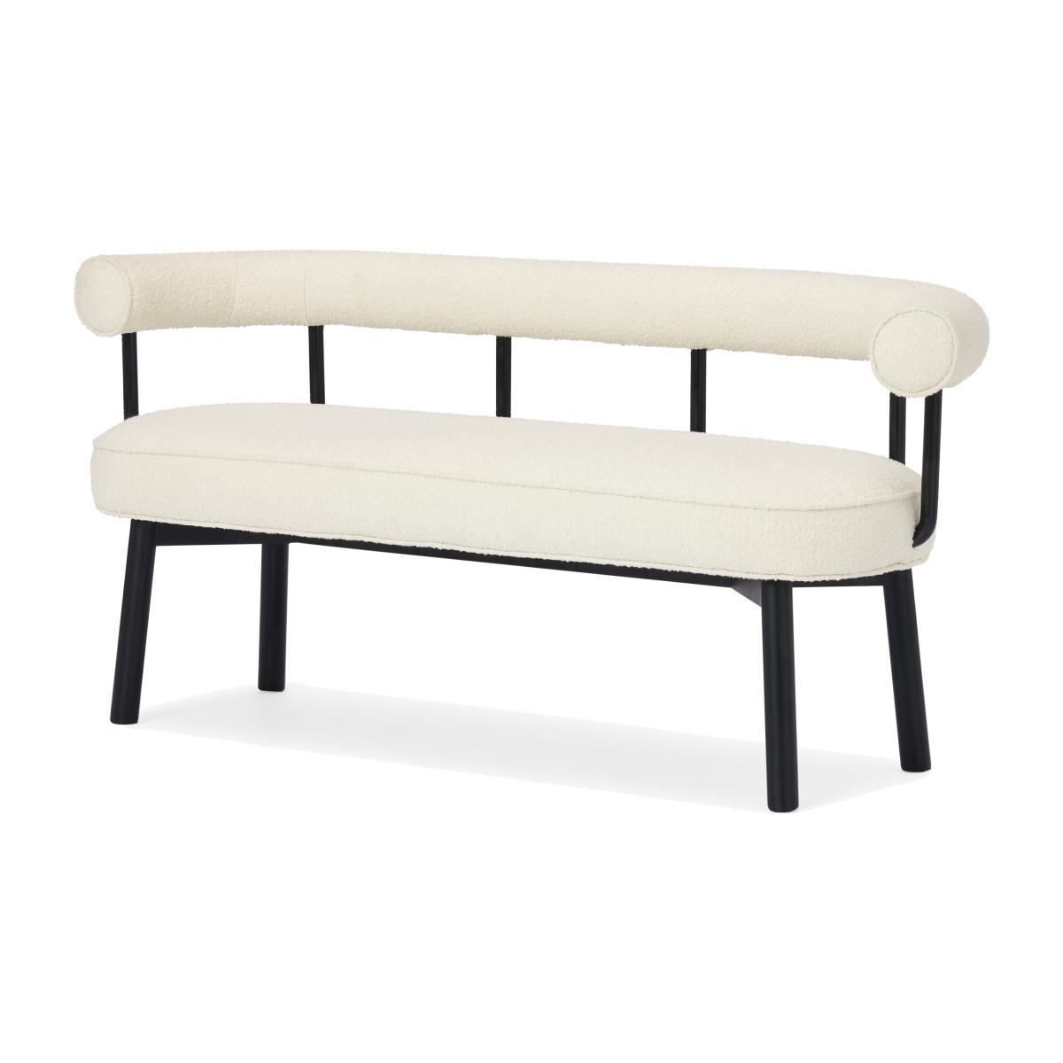 Arais Dining Bench, Whitewash Boucle with Black Legs – image 1