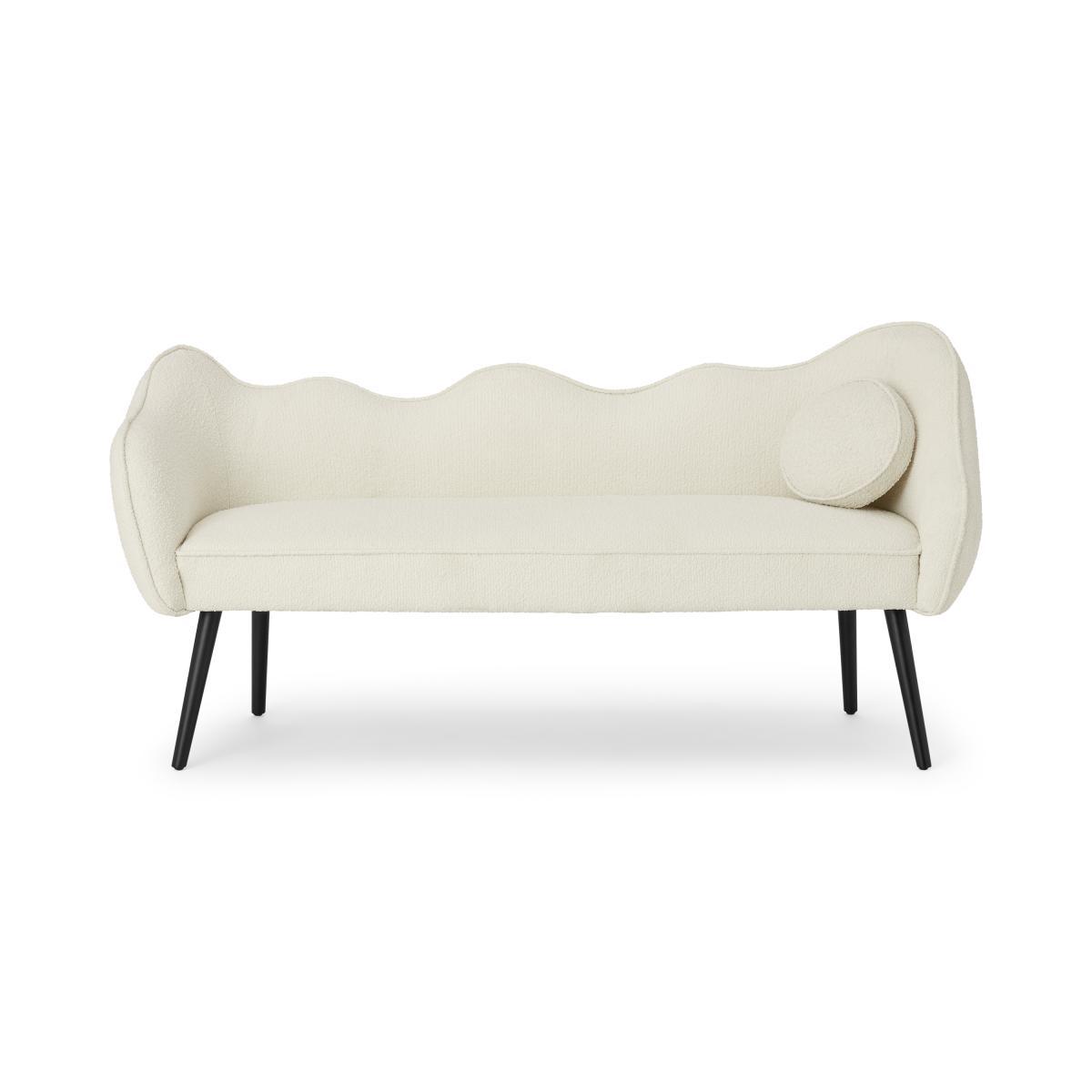 Alix Dining Bench, Whitewash Boucle with Black Legs – image 2