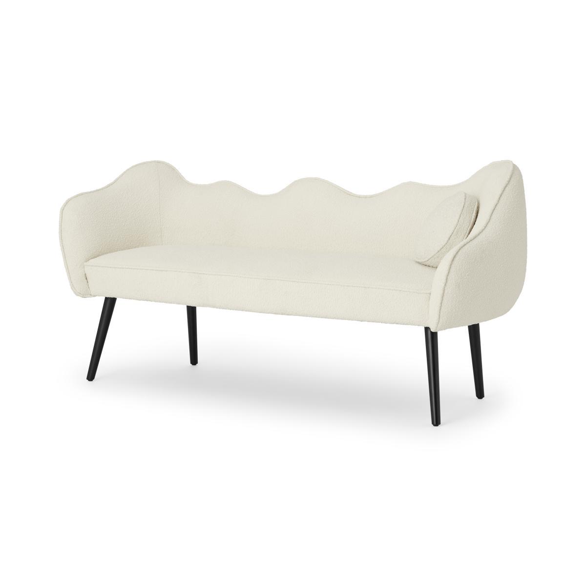 Alix Dining Bench, Whitewash Boucle with Black Legs – image 3