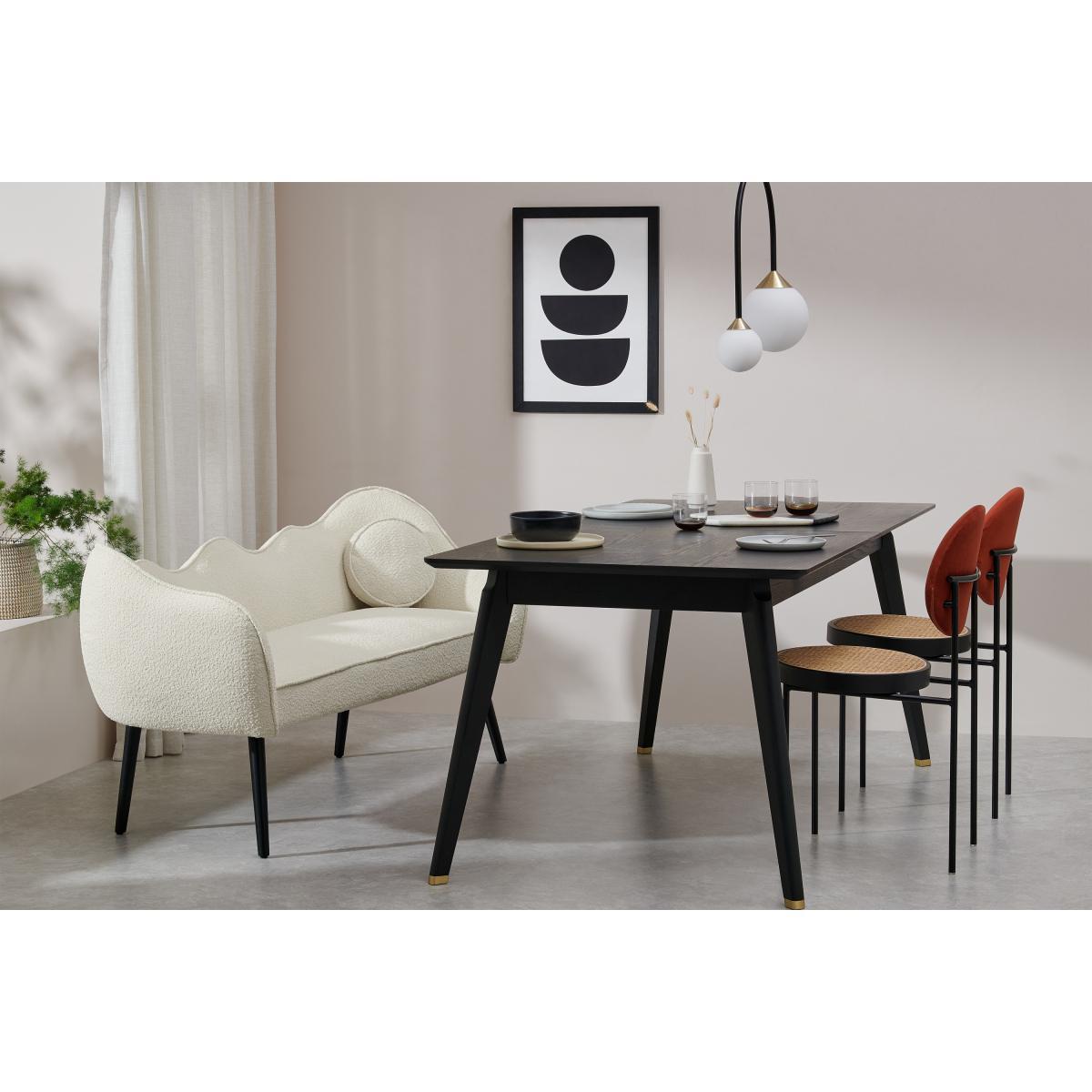 Alix Dining Bench, Whitewash Boucle with Black Legs – image 4