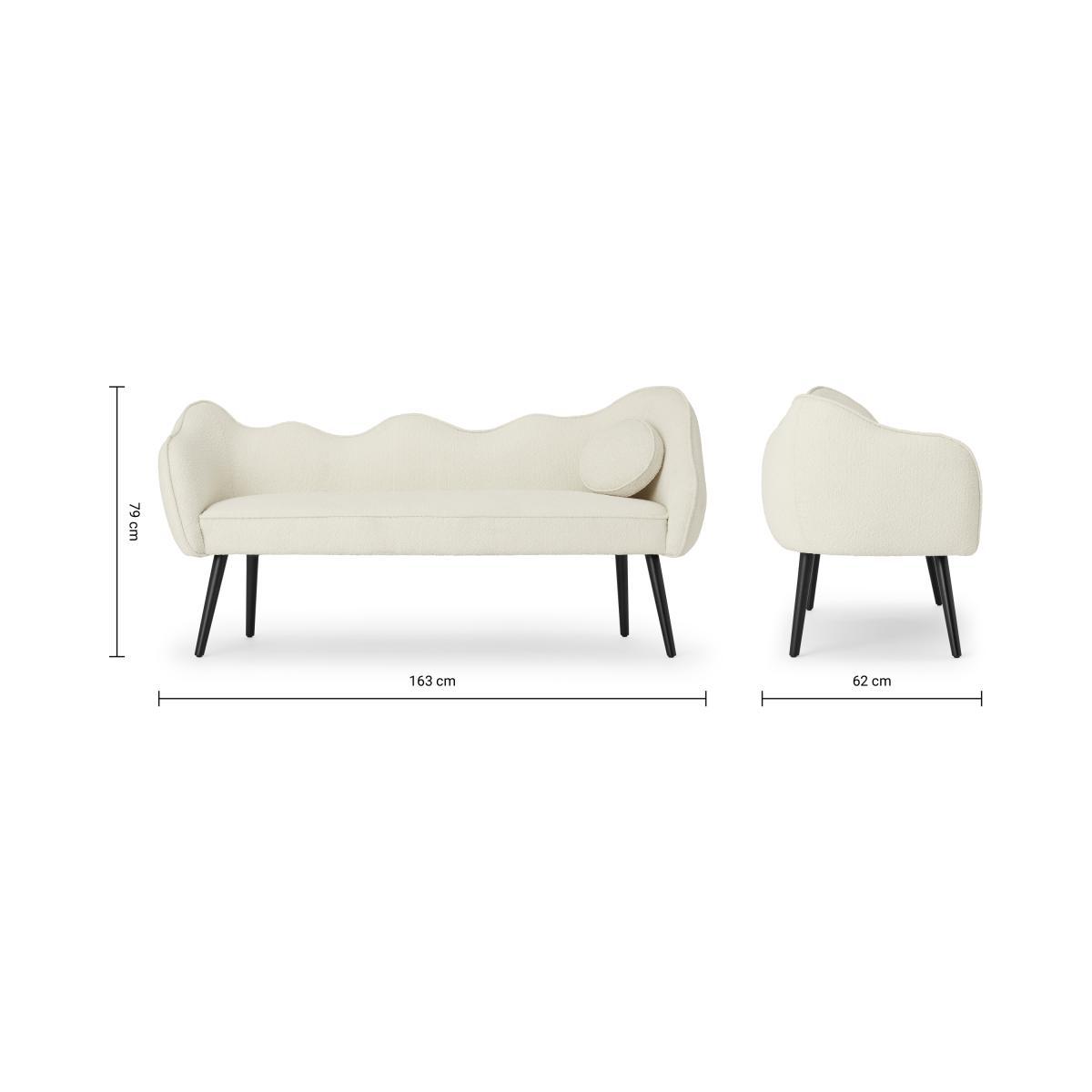 Alix Dining Bench, Whitewash Boucle with Black Legs – image 9