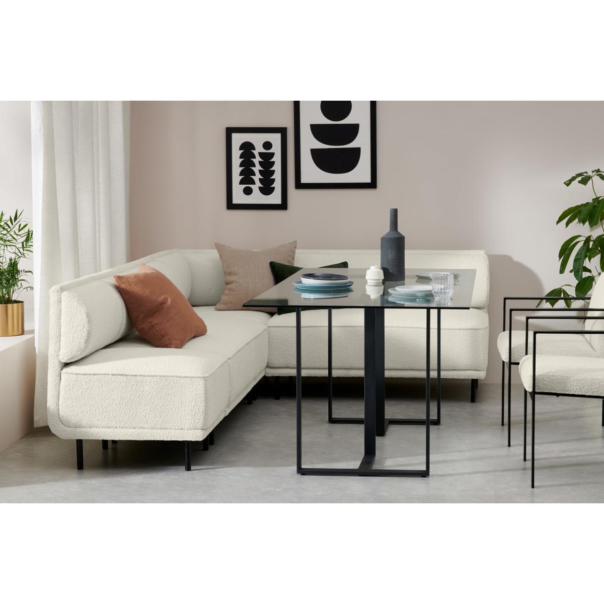 Bozzelli Narrow Dining Bench, Whitewash Boucle – image 4