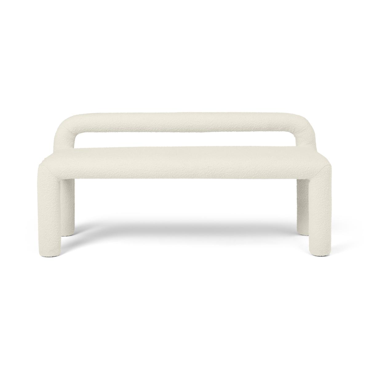 Cyla Low Back Dining Bench, Whitewash Boucle – image 2