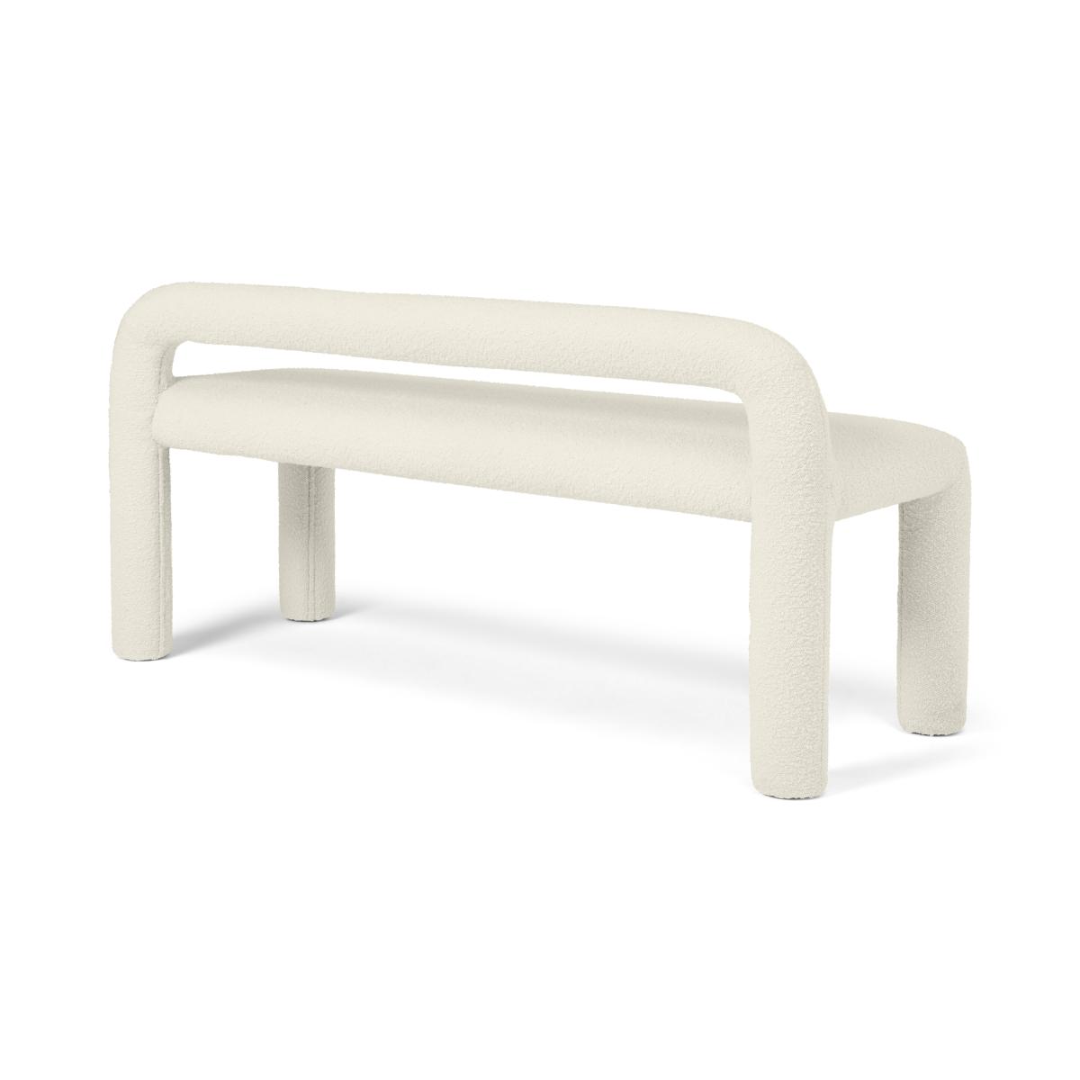 Cyla Low Back Dining Bench, Whitewash Boucle – image 11