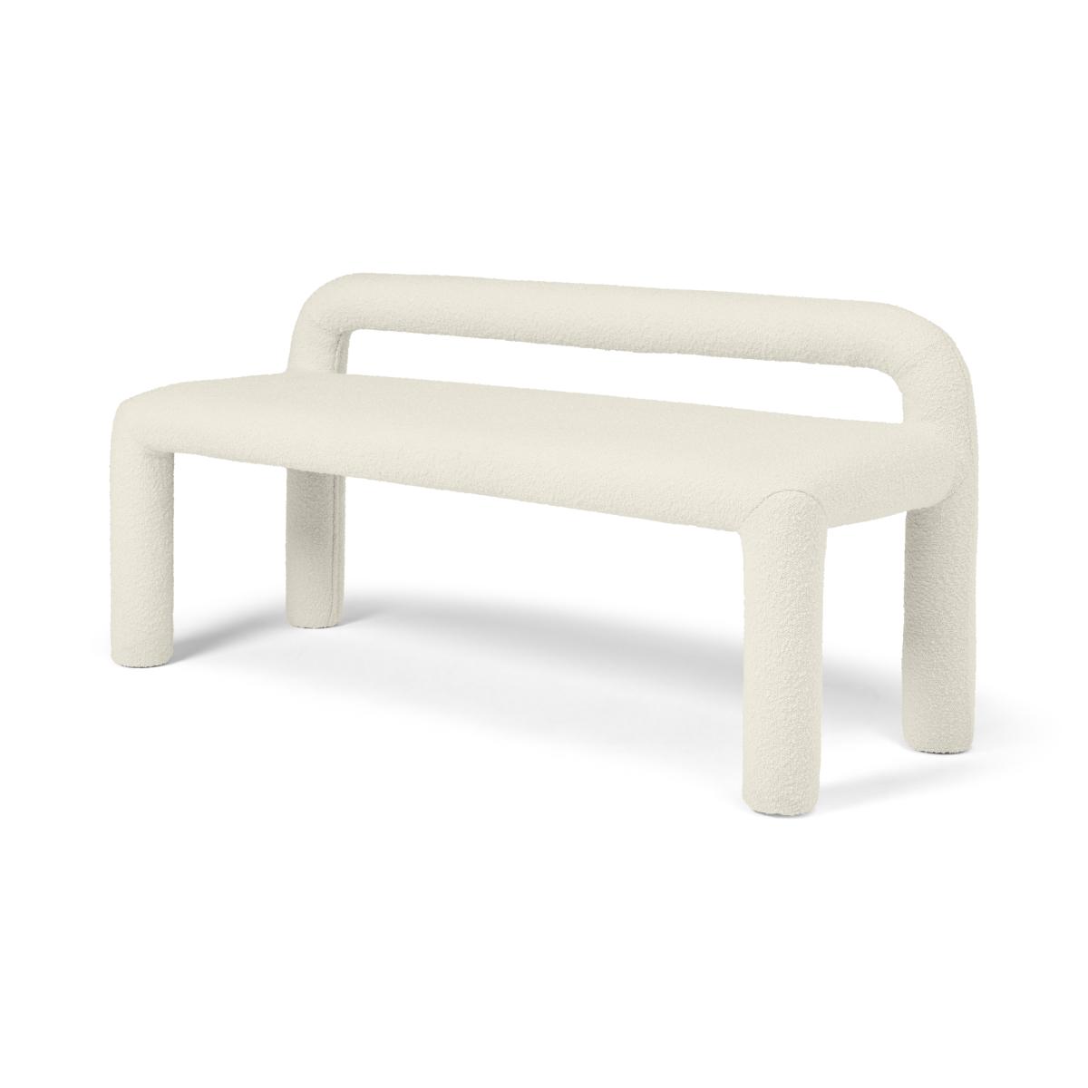 Cyla Low Back Dining Bench, Whitewash Boucle – image 3
