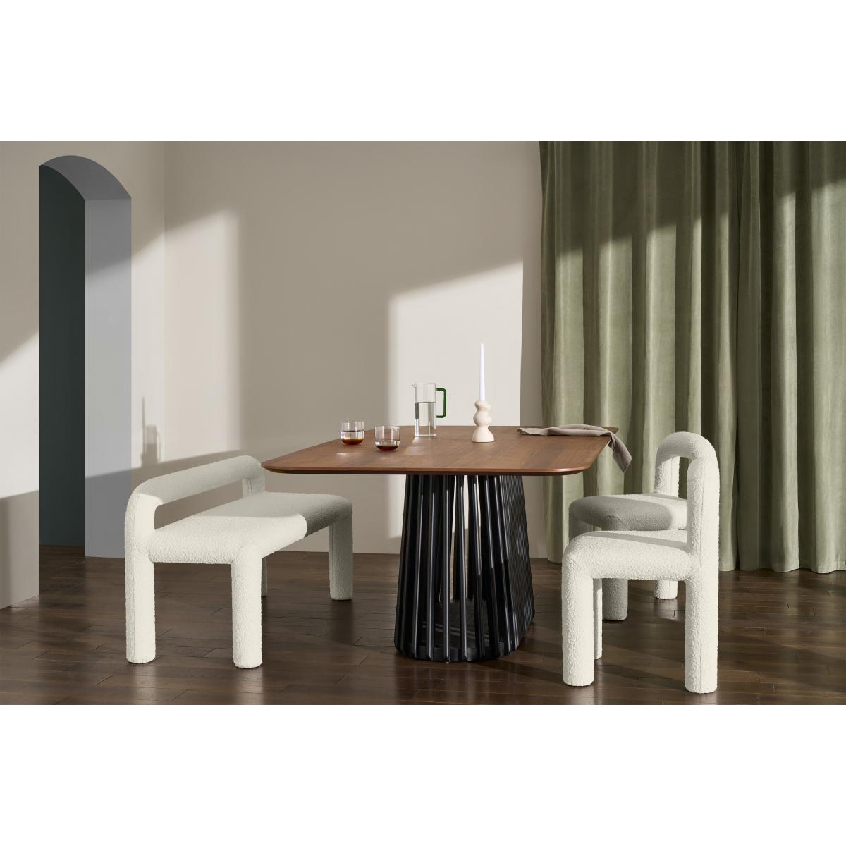 Cyla Low Back Dining Bench, Whitewash Boucle – image 4
