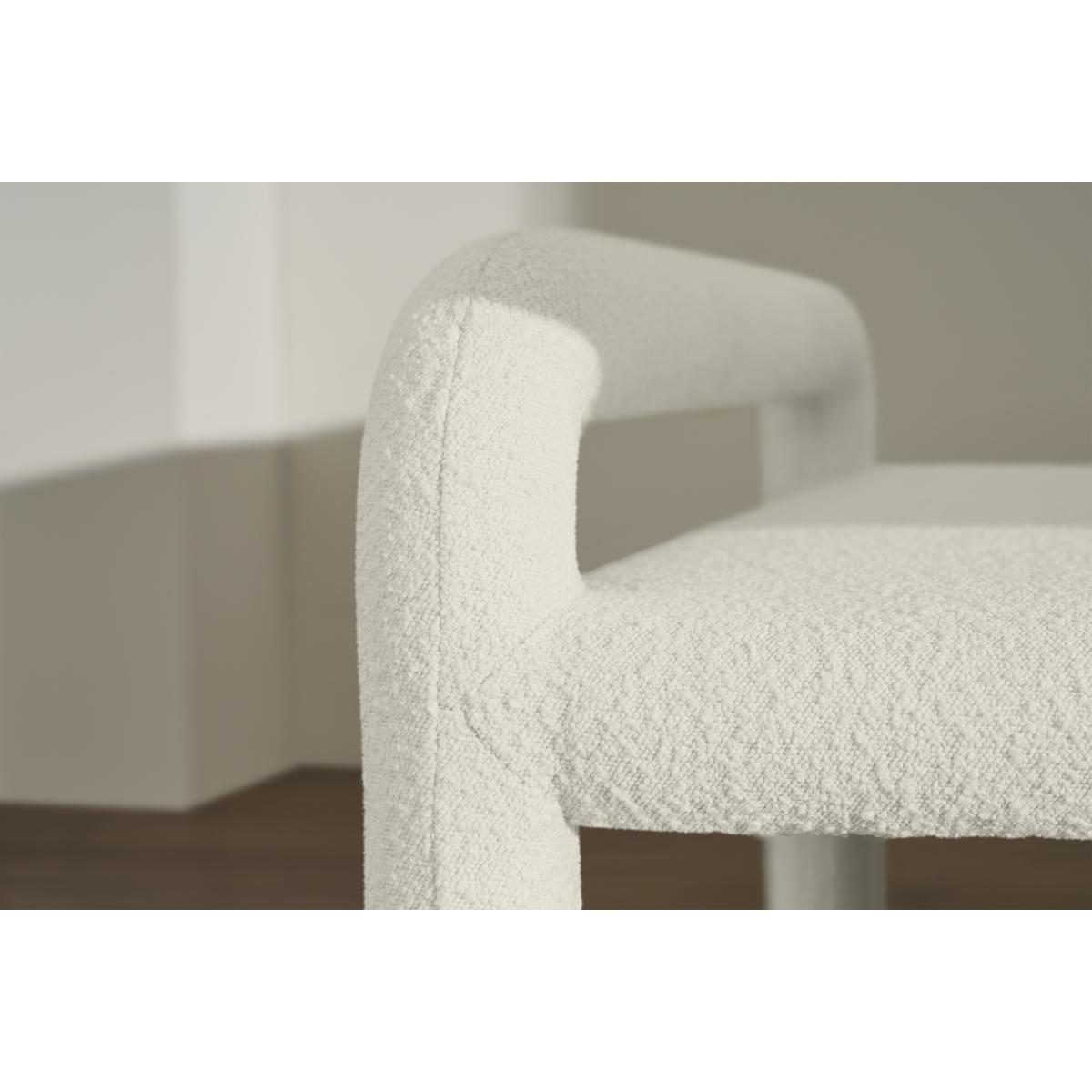 Cyla Low Back Dining Bench, Whitewash Boucle – image 5