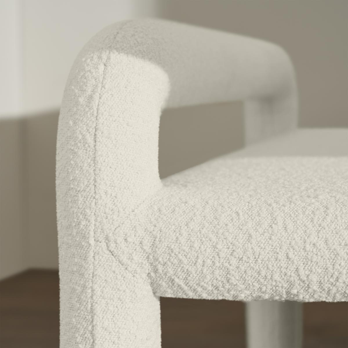 Cyla Low Back Dining Bench, Whitewash Boucle – image 10