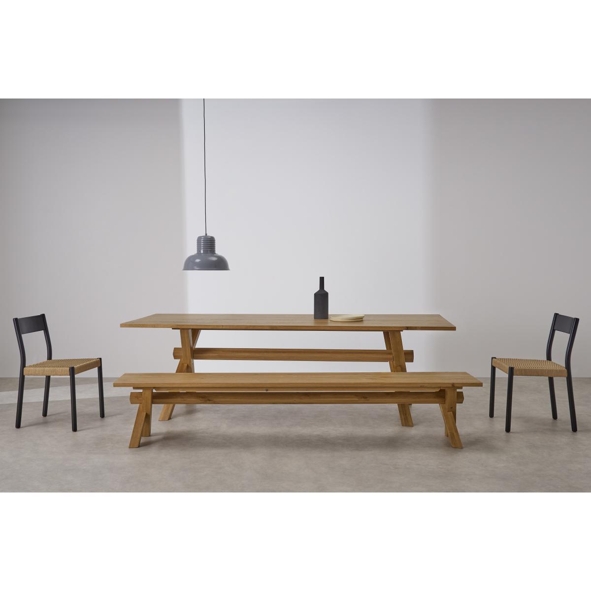 Bayron 5 Seat Dining Bench, Brushed Solid Oak – image 4