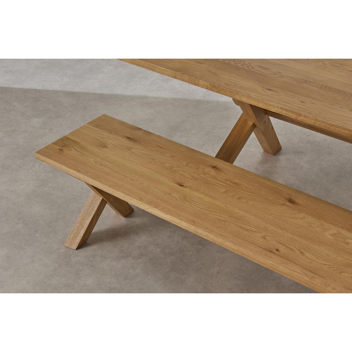 Bayron 5 Seat Dining Bench, Brushed Solid Oak – image 5
