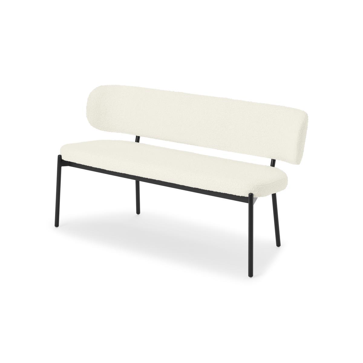 Asare Dining Bench, Whitewash Boucle with Black Legs – image 3