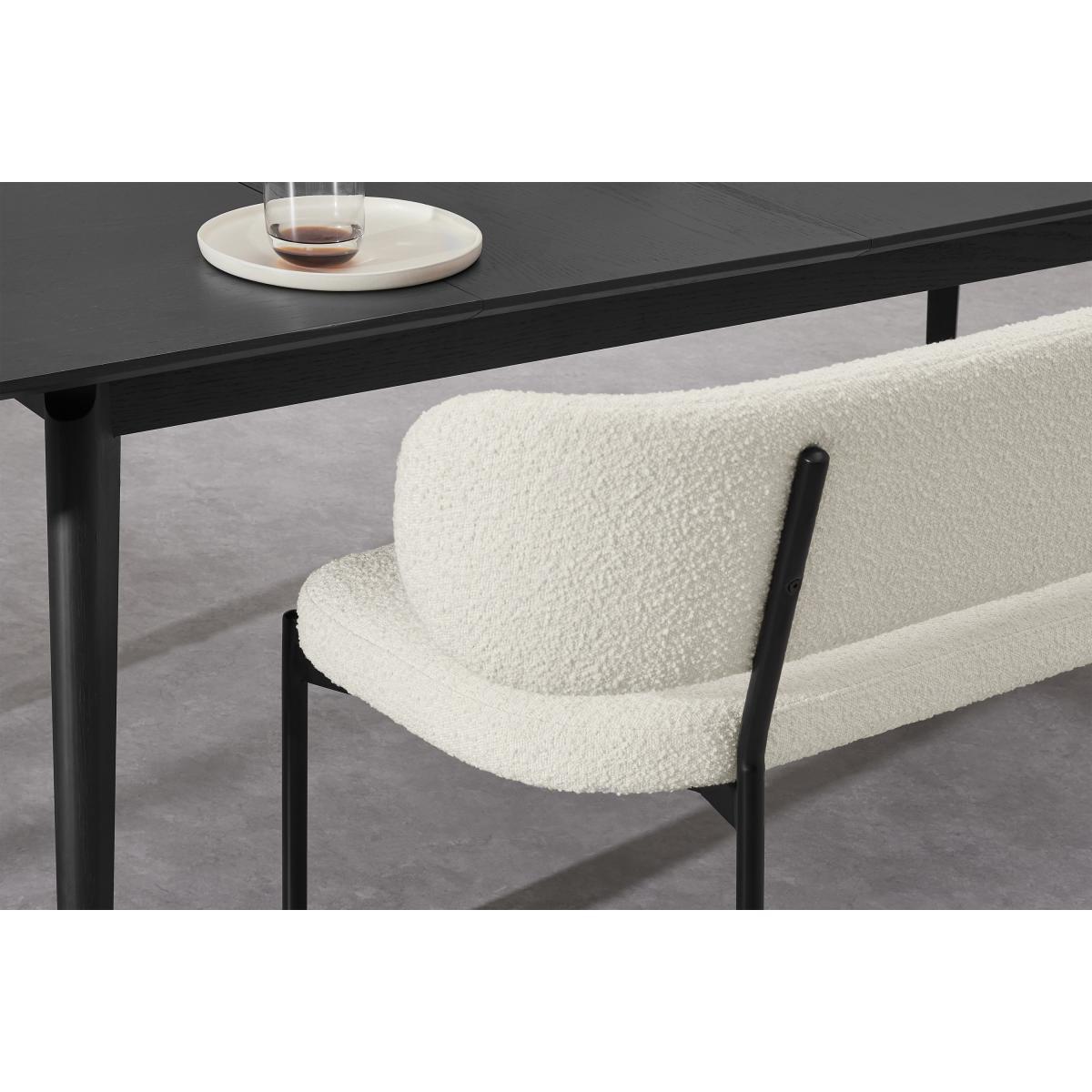 Asare Dining Bench, Whitewash Boucle with Black Legs – image 5