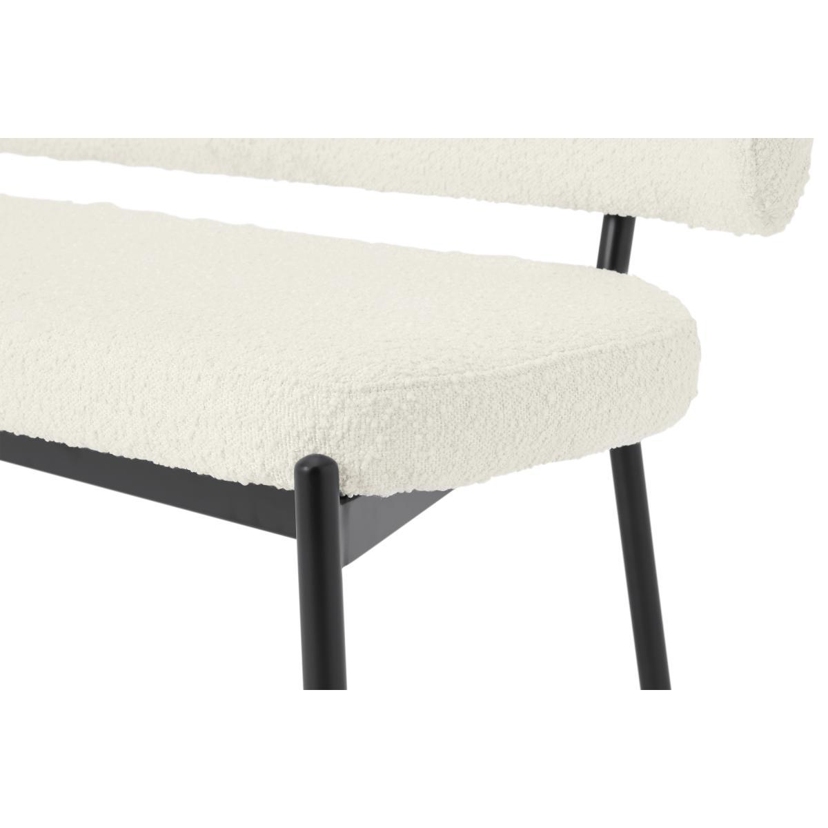 Asare Dining Bench, Whitewash Boucle with Black Legs – image 6