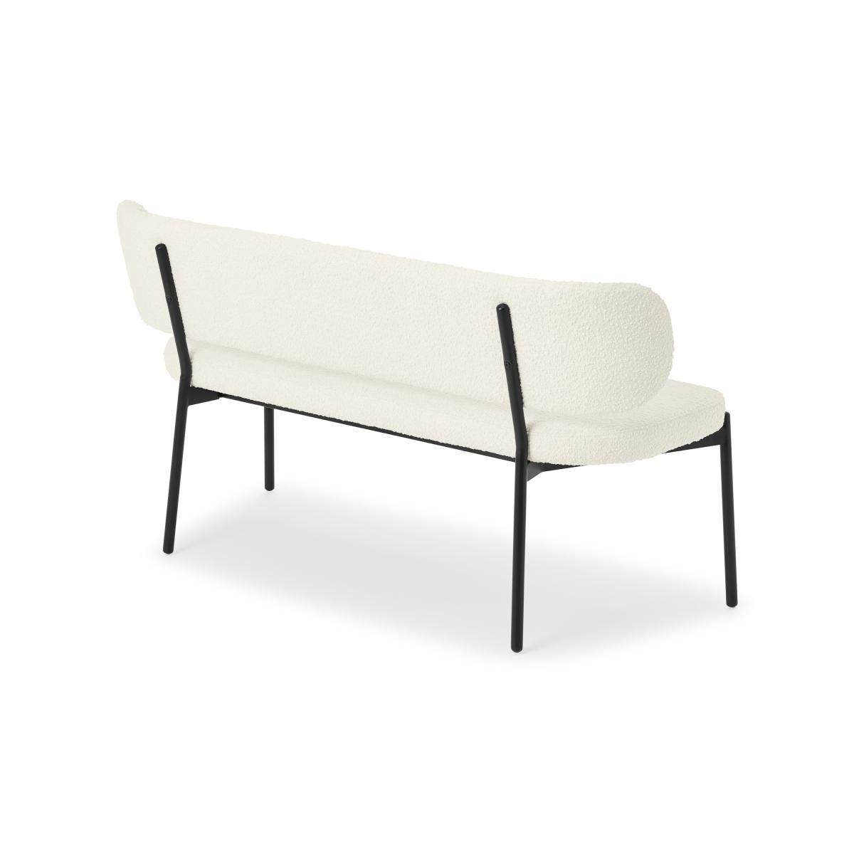 Asare Dining Bench, Whitewash Boucle with Black Legs – image 7