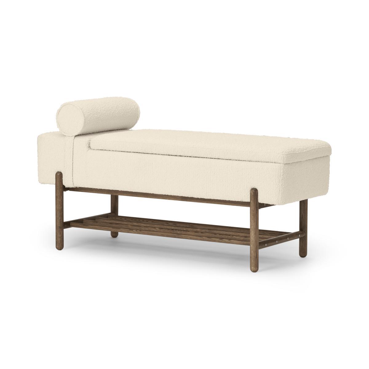 Assim Storage Bench, Whitewash Boucle & Dark Stain Oak – image 3