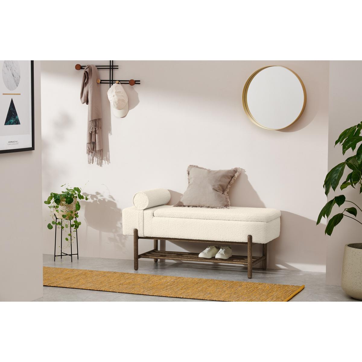Assim Storage Bench, Whitewash Boucle & Dark Stain Oak – image 4