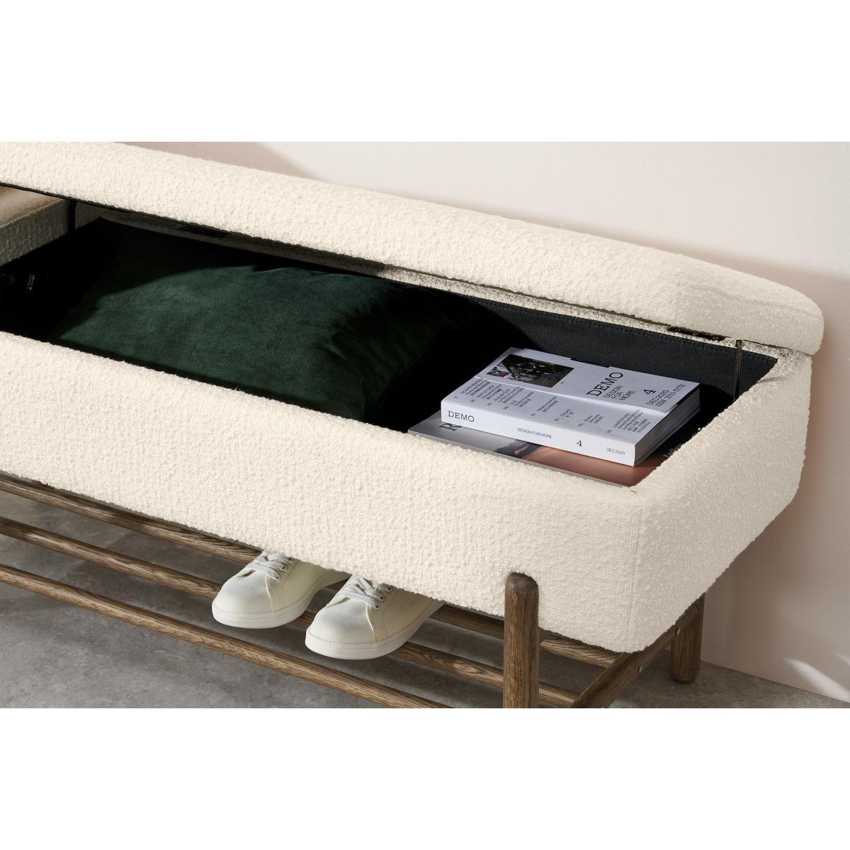 Assim Storage Bench, Whitewash Boucle & Dark Stain Oak – image 5
