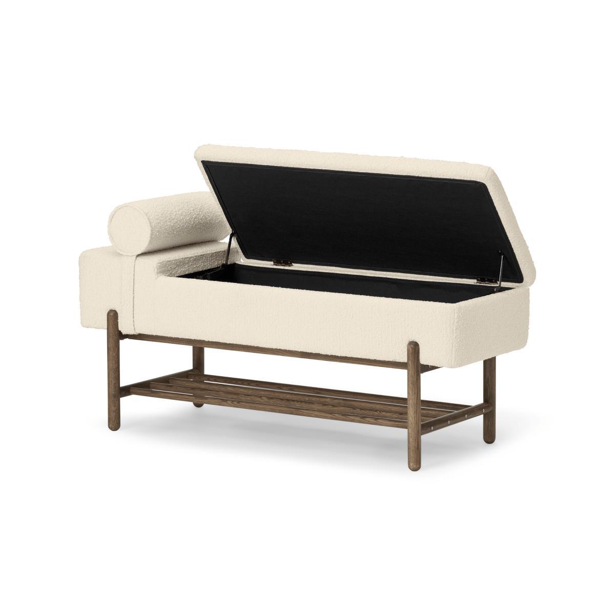 Assim Storage Bench, Whitewash Boucle & Dark Stain Oak – image 6