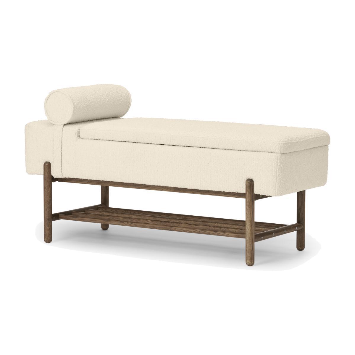 Assim Storage Bench, Whitewash Boucle & Dark Stain Oak – image 1