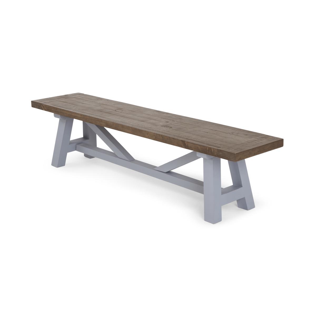 Iona Large Bench, Solid Pine and Pebble Grey – image 3