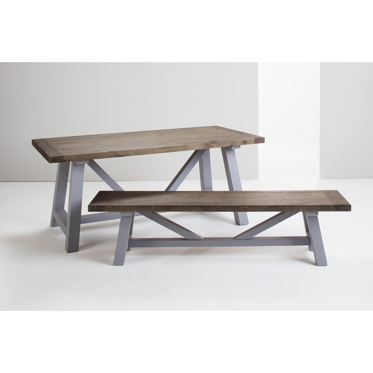 Iona Large Bench, Solid Pine and Pebble Grey – image 8