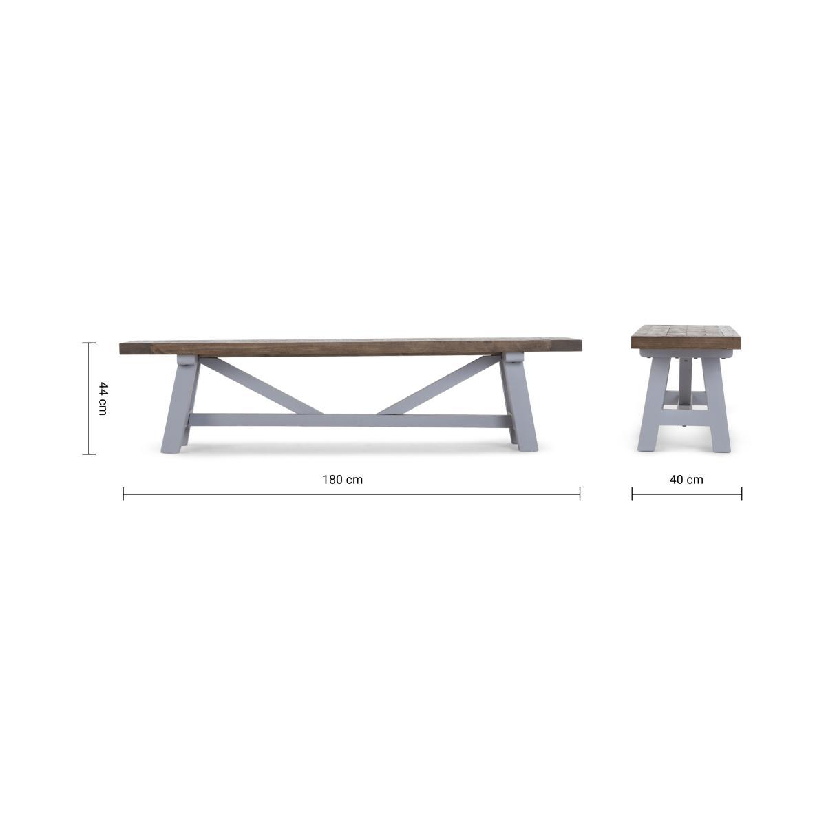 Iona Large Bench, Solid Pine and Pebble Grey – image 10