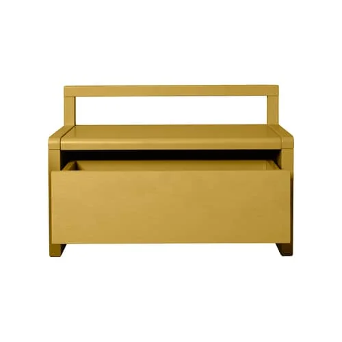 Little Architect Children's bench wood yellow / Storage with sliding drawer - L 60 cm - Ferm Living – image 3