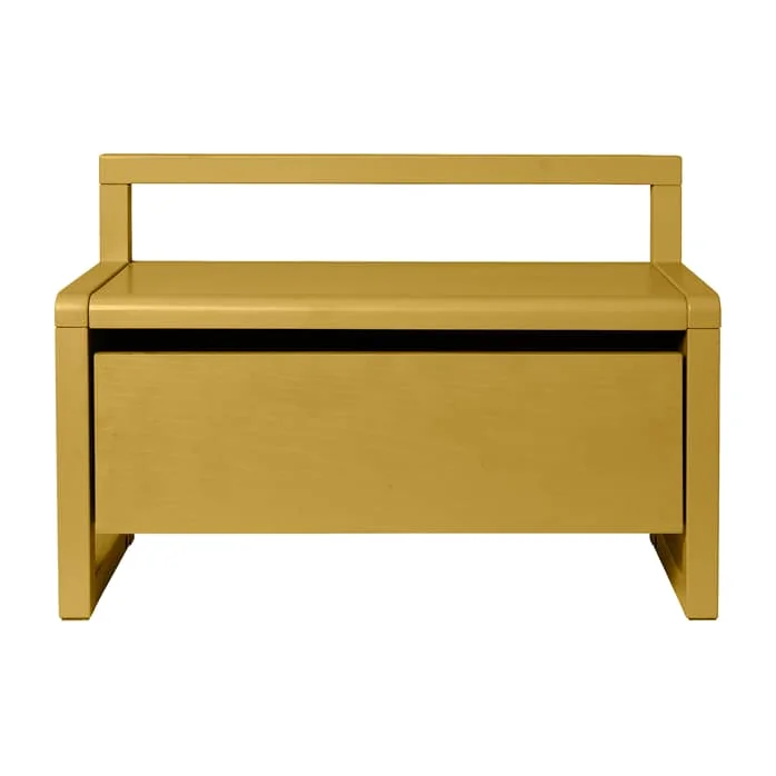 Little Architect Children's bench wood yellow / Storage with sliding drawer - L 60 cm - Ferm Living – image 1