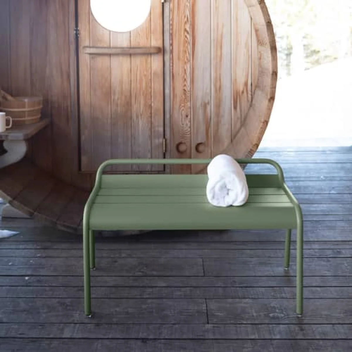 Luxembourg Stackable bench metal beige / Compact - 2 seater / L 90 cm - Fermob – image 3