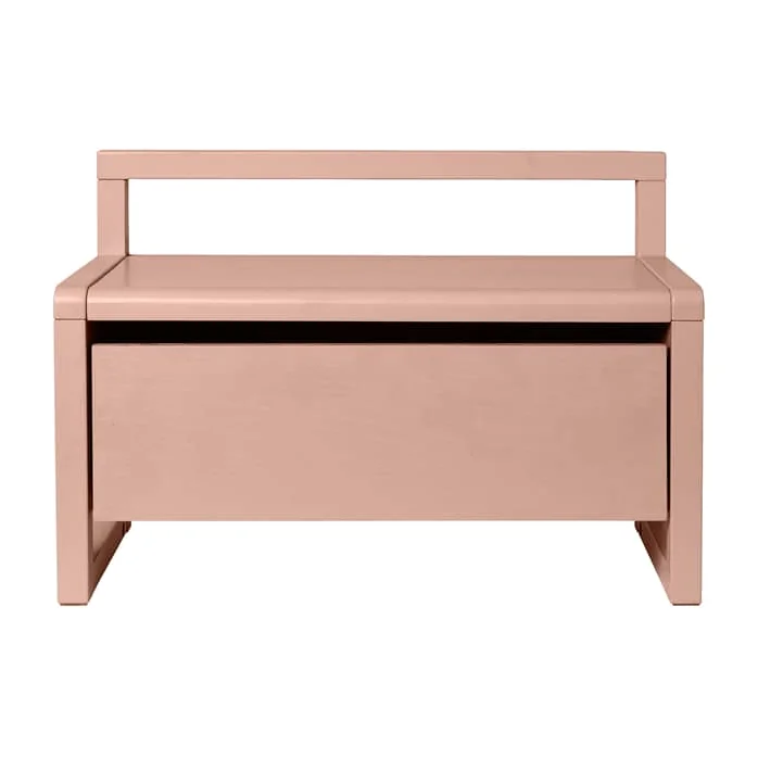 Little Architect Children's bench wood pink / Storage with sliding drawer - L 60 cm - Ferm Living – image 1