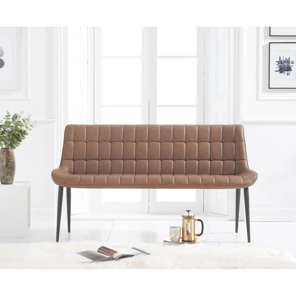 Larson Brown Faux Leather Bench – image 2