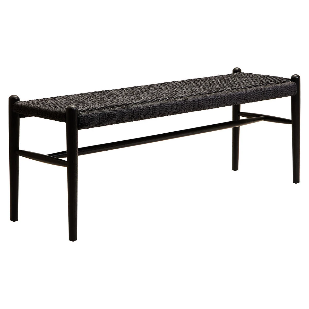 Cebu Black Woven Rope and Wooden Bench – image 3