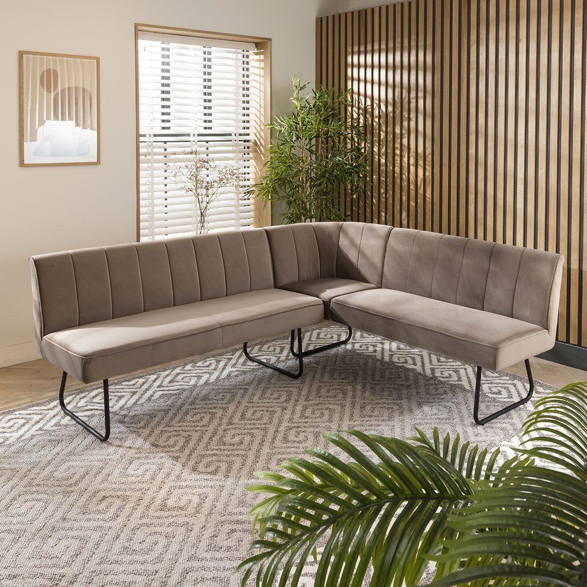 Contemporary Kitchen Corner Dining Bench Seat Mink 5 Seater L/R – image 2