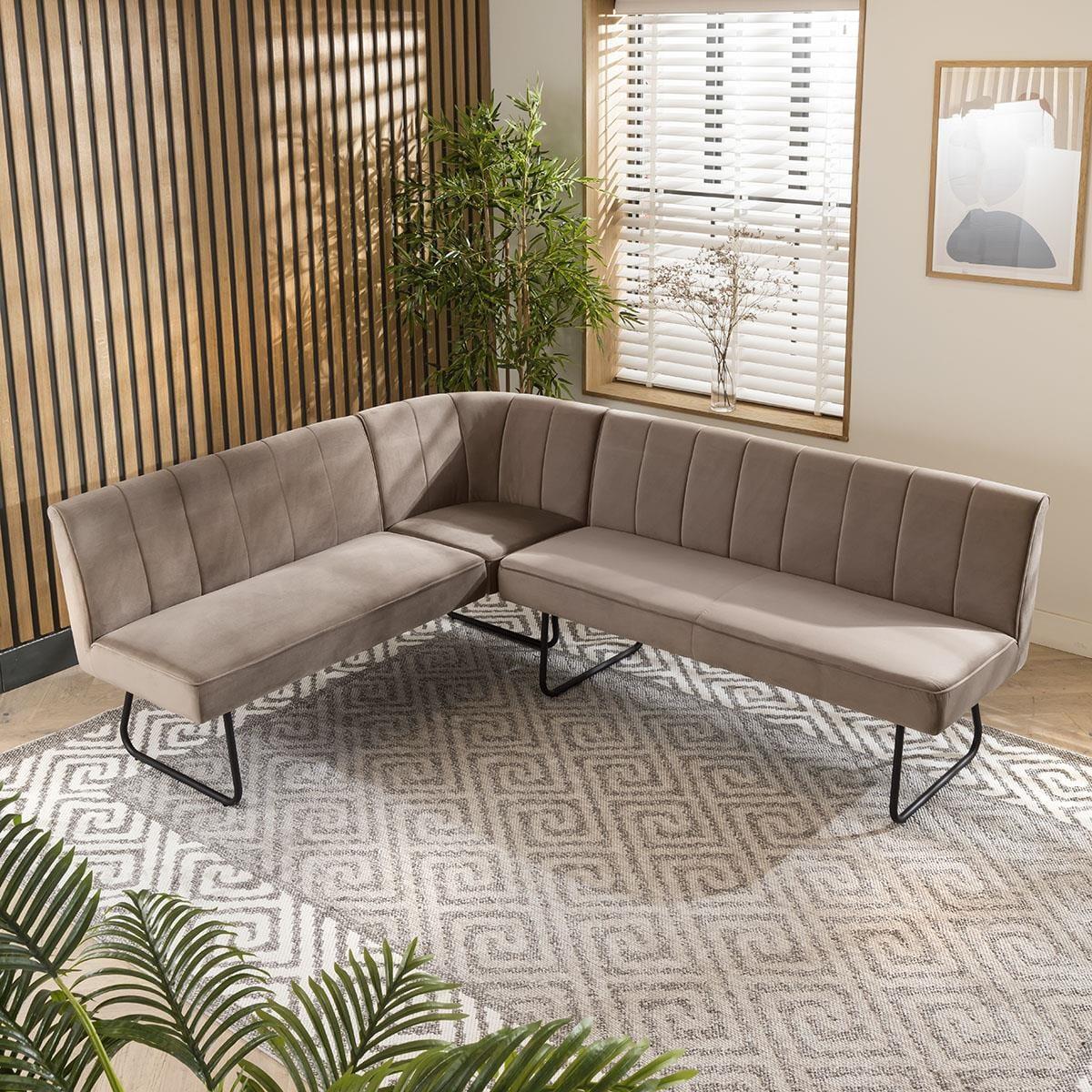 Contemporary Kitchen Corner Dining Bench Seat Mink 5 Seater L/R – image 3