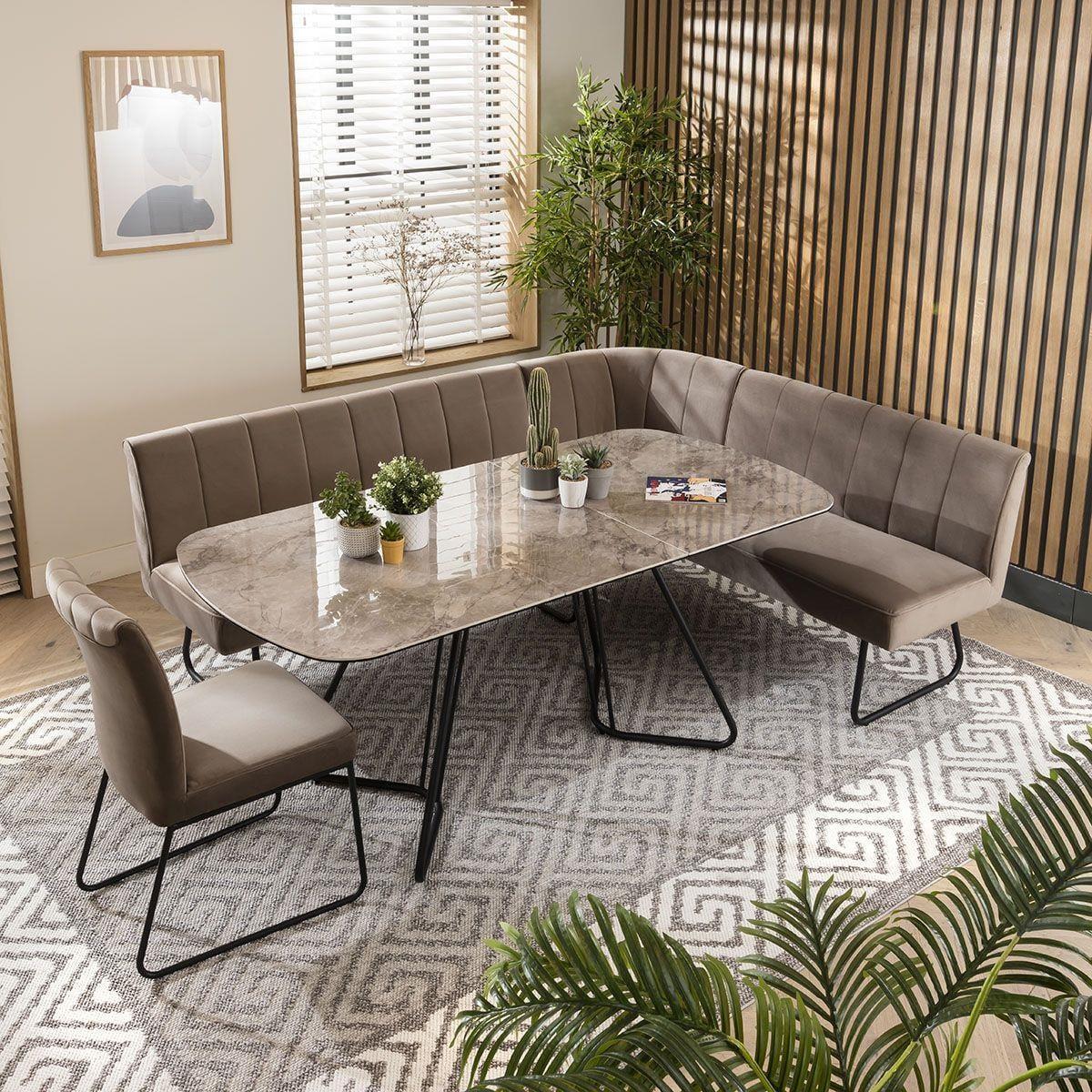 Contemporary Kitchen Corner Dining Bench Seat Mink 5 Seater L/R – image 7