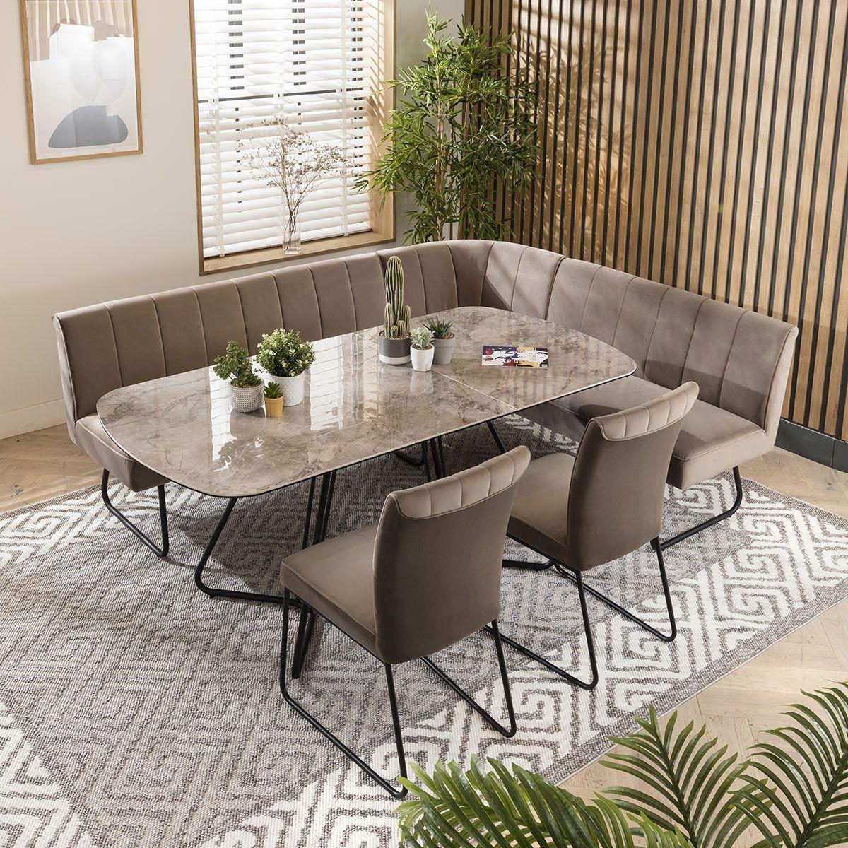 Contemporary Kitchen Corner Dining Bench Seat Mink 5 Seater L/R – image 8