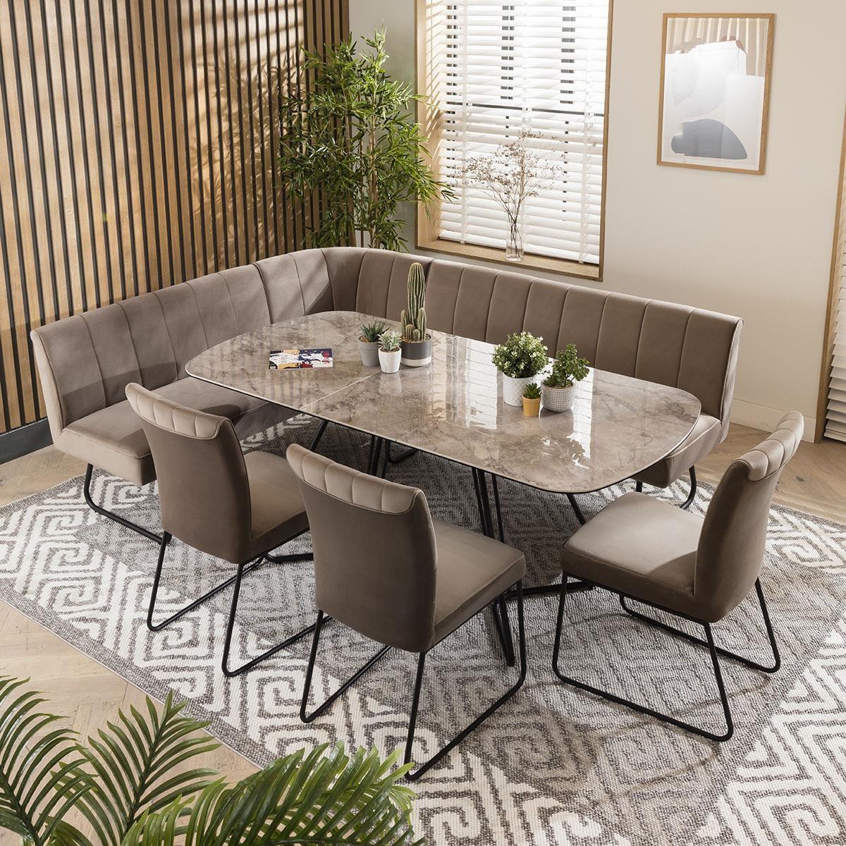 Contemporary Kitchen Corner Dining Bench Seat Mink 5 Seater L/R – image 9