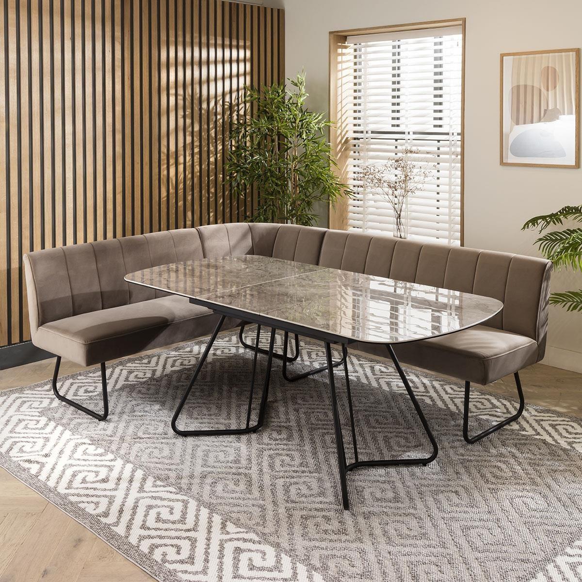 Contemporary Kitchen Corner Dining Bench Seat Mink 5 Seater L/R – image 10