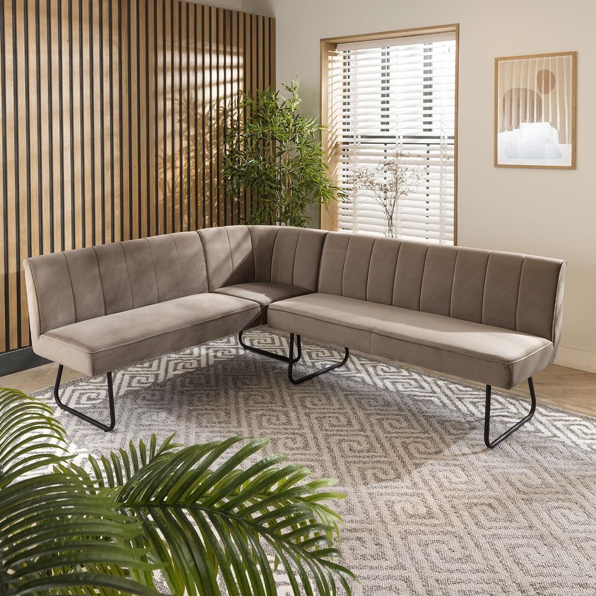 Contemporary Kitchen Corner Dining Bench Seat Mink 5 Seater L/R – image 1
