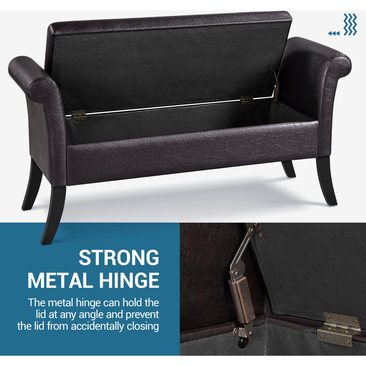 Multifunctional Vintage Storage Bench - Dark Brown – image 3