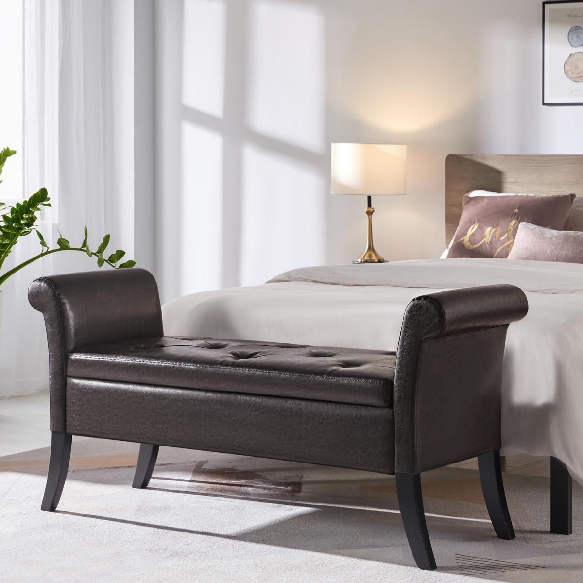 Multifunctional Vintage Storage Bench - Dark Brown – image 8