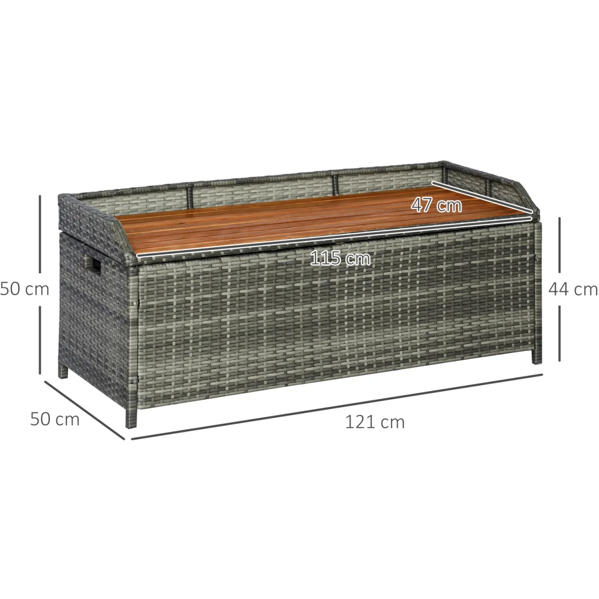 Patio Wicker Storage Bench Box - Grey – image 3