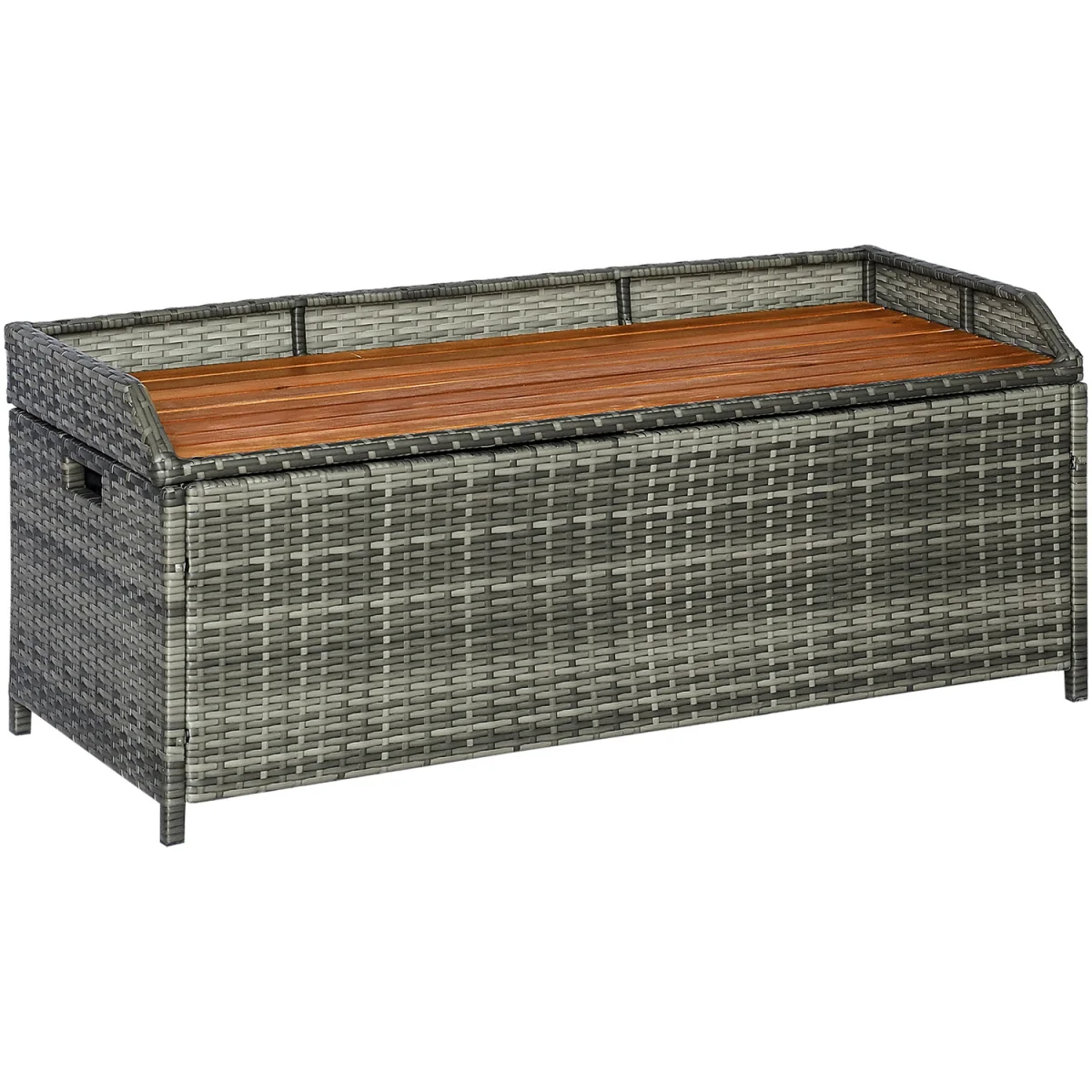 Patio Wicker Storage Bench Box - Grey – image 8