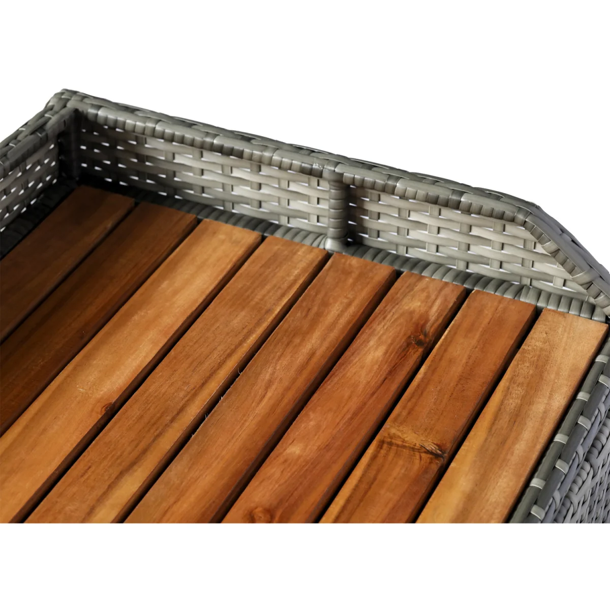 Patio Wicker Storage Bench Box - Grey – image 10