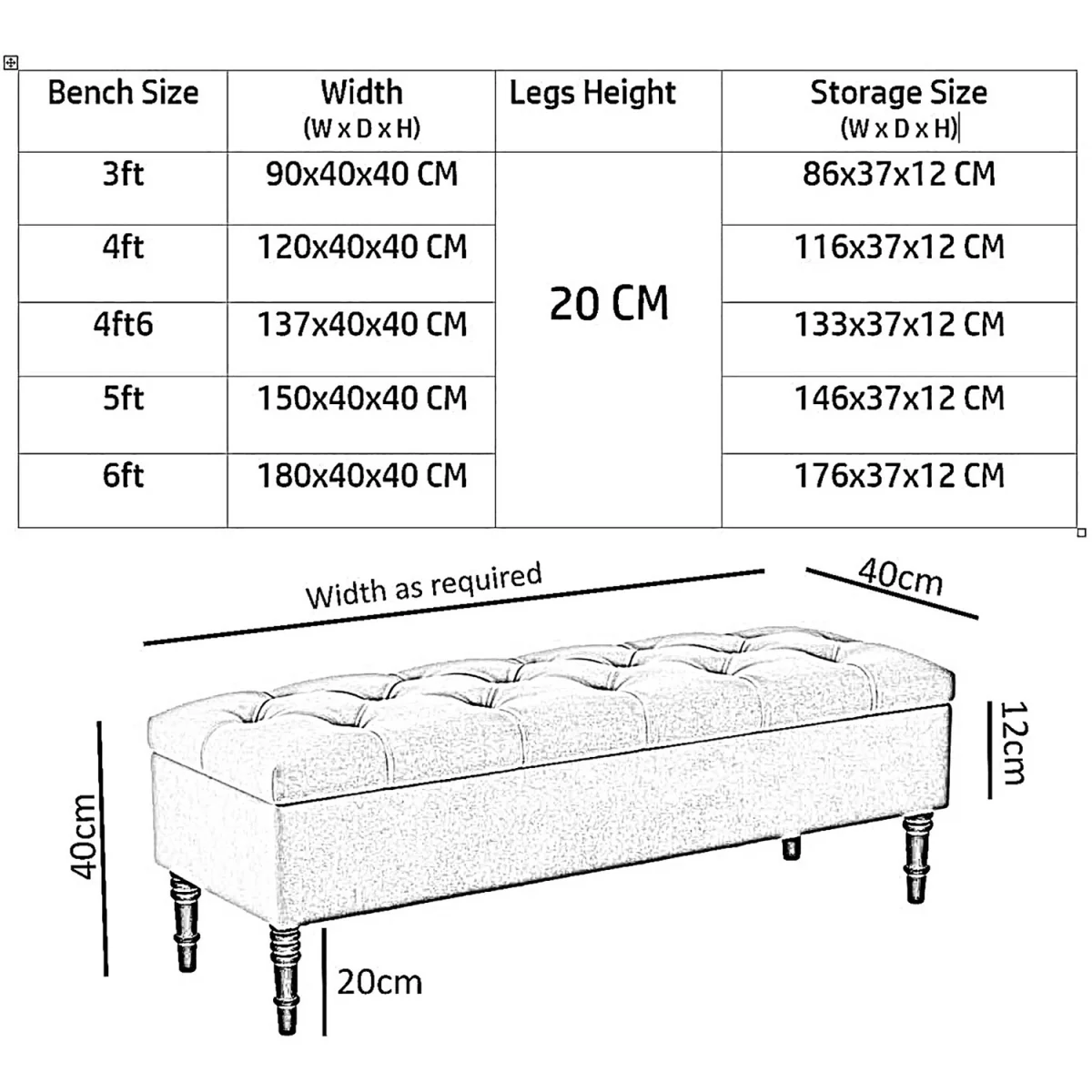137cm Chesterfield Ottoman Storage Bench, Duck Egg Tufted Upholstered Velvet Ottoman Footstool - White Plush Velvet – image 3
