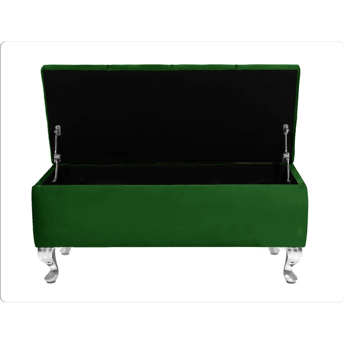 180cm Chesterfield Ottoman Storage Bench, Teal Tufted Upholstered Velvet Ottoman Footstool - Forest Green Plush Velvet – image 2