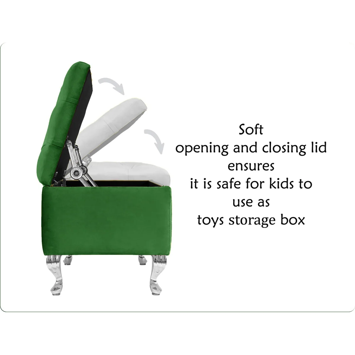 180cm Chesterfield Ottoman Storage Bench, Teal Tufted Upholstered Velvet Ottoman Footstool - Forest Green Plush Velvet – image 3