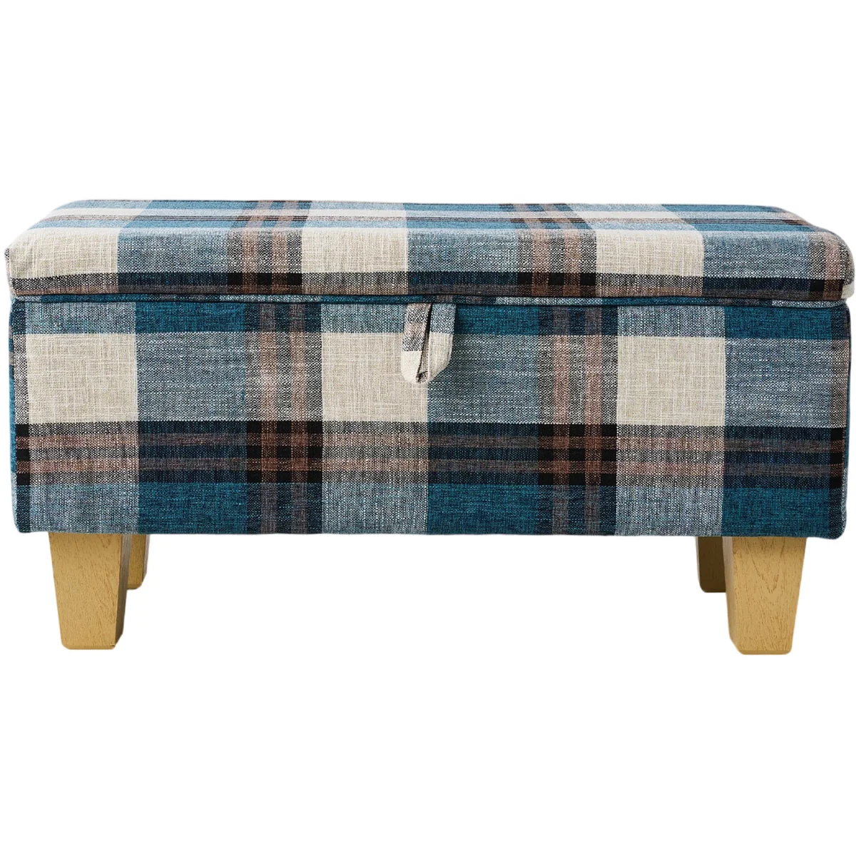 Linen Upholstered Storage Ottoman Bench - Blue – image 3