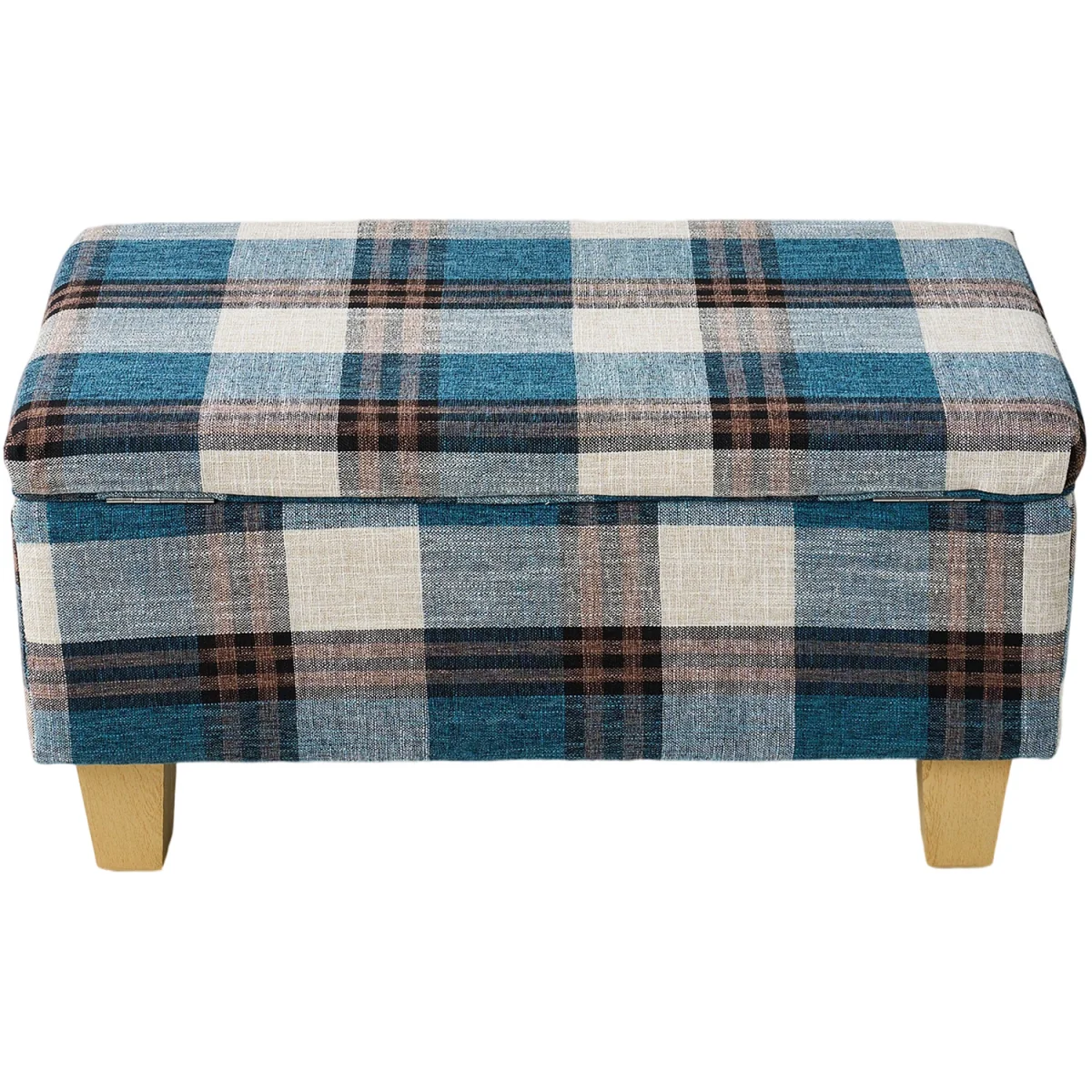 Linen Upholstered Storage Ottoman Bench - Blue – image 4