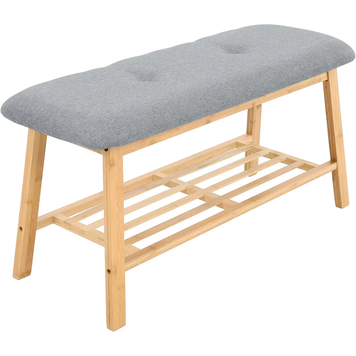 Lifeideas Bamboo Shoe Bench - Grey – image 2